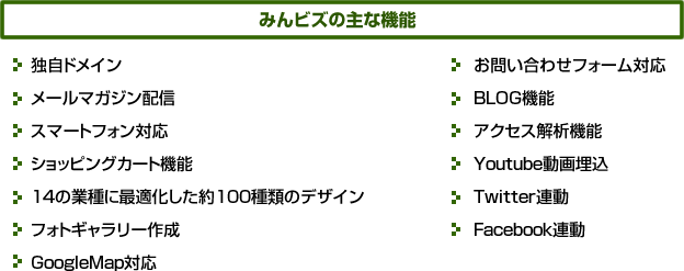 みんビズの主な特徴